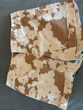 INC International Concepts Cream and Tan Floral Shorts